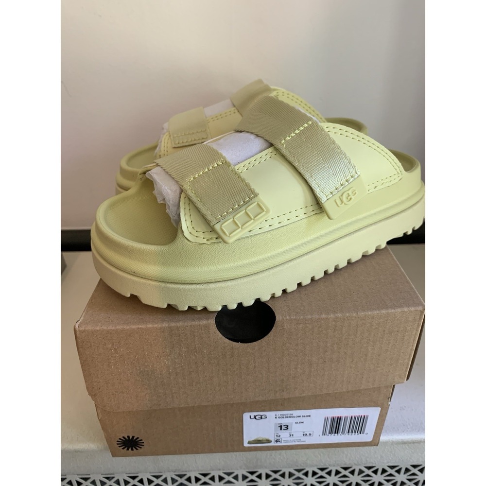 New KIDS UGG GOLDENGLOW SLIDES SANDALS Kids Size 13 Girls New In Box 1166513K
